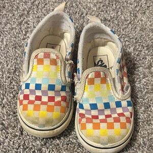 Vans Kids Colorful Checkered Slip-On Sneakers
